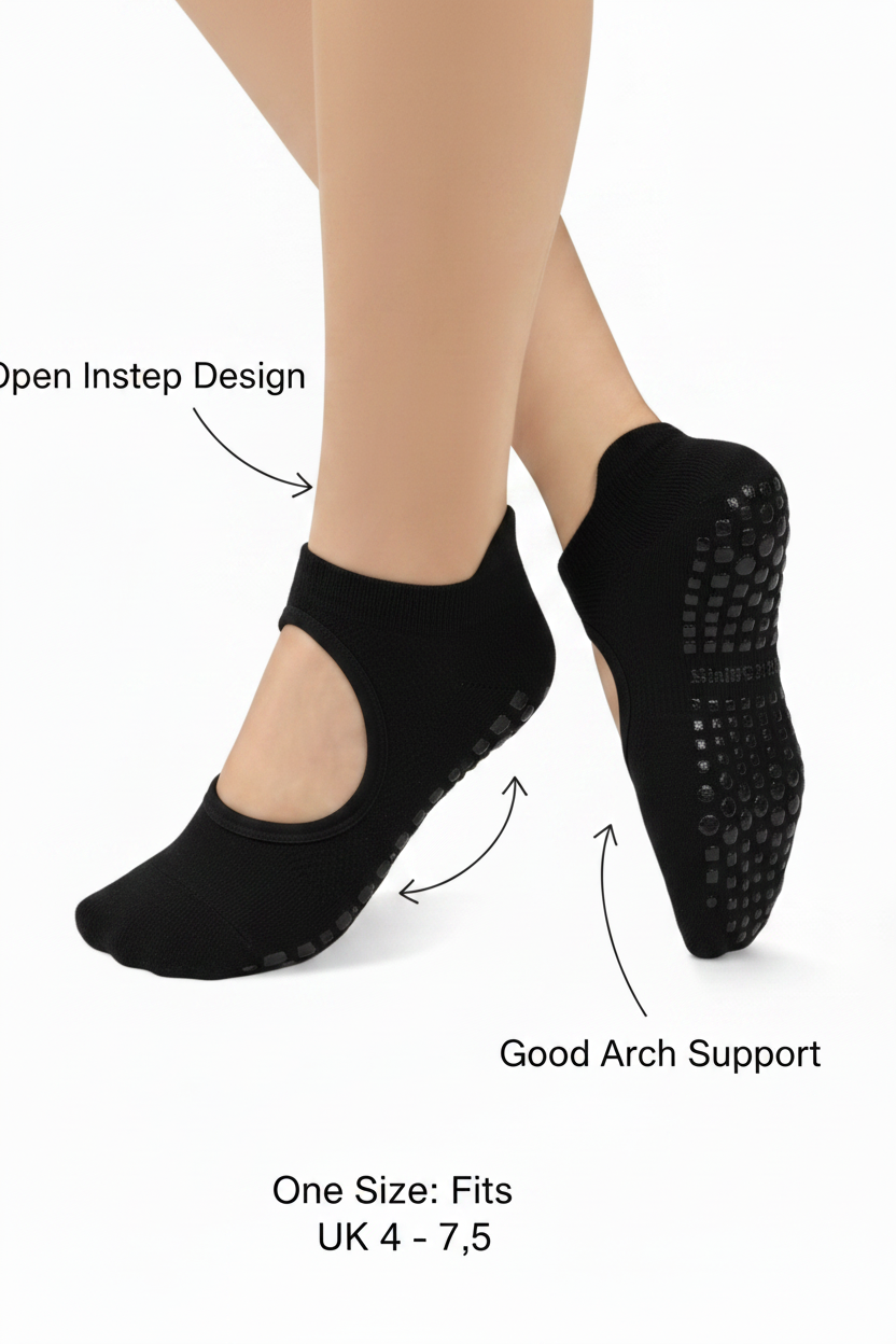 Black Open-Instep Socks Features